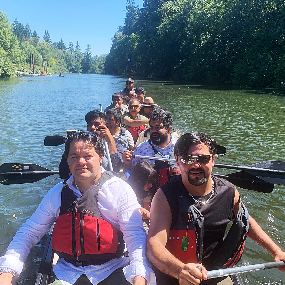 Afgahn Mens Support Group paddling the Tualatin River. Paddle funded by the Tualatin Soil and Water Conservation District