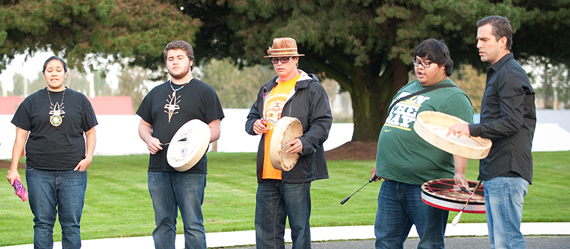 drummers from the Grand Ronde Tribe