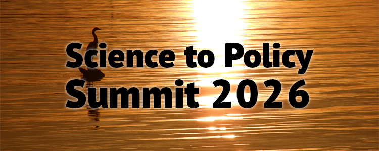 Science to Policy summit text with water in background